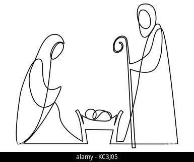 Line Drawing Images, Simple Nativity, Nativity Silhouette, Scene Drawing, Felt Christmas Decorations, One Line Drawing, Christmas Nativity Scene, Christmas Drawing, Holy Family