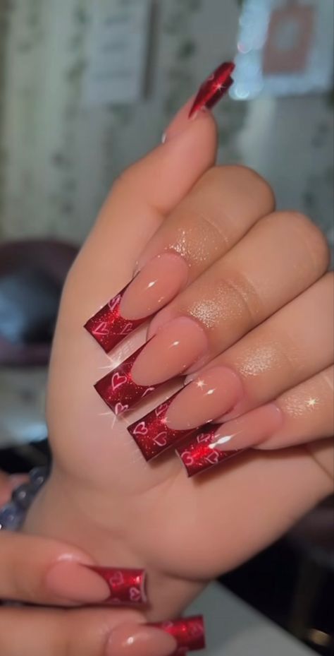 Sparkle Acrylics, Almond Acrylic Nails Designs, Almond Acrylic, Almond Acrylic Nails, Red Sparkle, Bling Acrylic Nails, Glam Nails, Fire Nails, Bling Nails