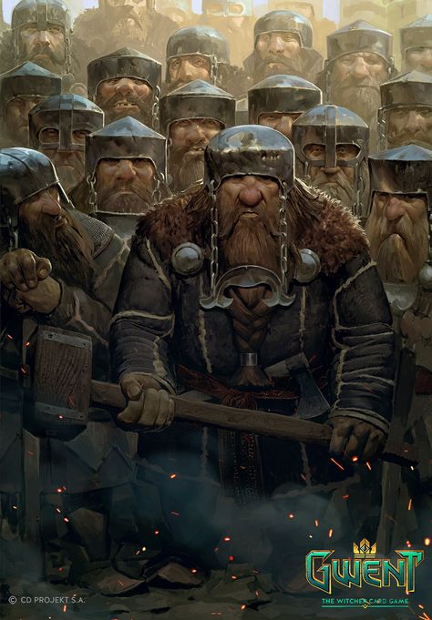 Mahakam Volunteer Army by Bartlomiej Gawel on ArtStation.  a dwarven infantry unit. They were Mahakam's contribution to the war effort against the Nilfgaardian Empire. Those who signed up did not expect to come back. Witcher Wallpaper, Creature Fantasy, Witcher Art, Heroic Fantasy, Fantasy Races, Fantasy Concept Art, Warhammer Fantasy, Fantasy Warrior, Arte Fantasy