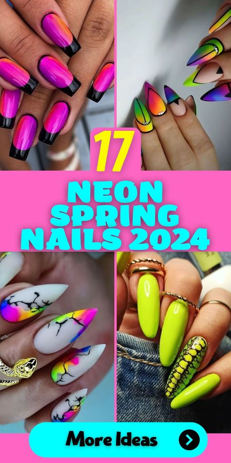 Summer Fun with Neon Nail Designs: Dive into summer fun with neon nail designs that are perfect for 2024. These vibrant and eye-catching shades, available in 2024 gel short square and ballerina shapes, will add a pop of color to your nails and keep you trendy all season long. Neon Comic Nails, Nail Art Designs Neon Colors, Colorful Nail Designs Summer, Neon Nails Summer 2024, Neon Long Nails, Neon Nail Designs 2024, Neon Nails Designs Summer 2024, Neon Colors Nails, Black And Neon Nail Designs