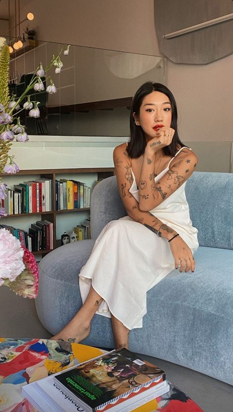 Peggy Gou Style, Peggy Gou, Love P, Tattooed Girls, Fashion 90s, Happy Bday, Dainty Tattoos, Piercing Tattoo, Inspirational Tattoos