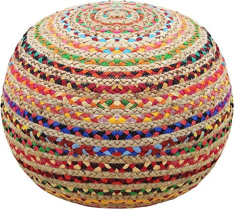 Rattan Pouf, Artistic Room, Danish Art, Moroccan Boho, Accent Seating, Rope Baskets, Ottoman Pouf, Cotton Crafts, Yoga Room