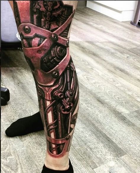 Biomechanical Leg Tattoo, Biomechanics Tattoo, Tattoo Men Sleeve, Tattoo Full Sleeve, Tattoo Warrior, Tattoos Polynesian, Black And Gray Tattoos, Biomechanical Tattoos, Train Tattoo