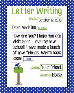 Letter Writing Anchor Chart, Letter Writing For Kids, Informal Letter Writing, Writing Anchor Chart, Letter Writing Activities, Letter Writing Examples, Friendly Letter Writing, 2nd Grade Writing, Homeschool Writing