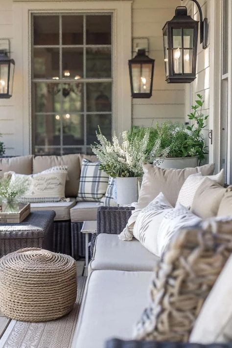 Elegant Porch Decor, Vintage Porch Ideas, Enclosed Front Porch Ideas Entrance, Narrow Porch Ideas, Covered Porch Ideas Decorating, Front Porch Furniture Ideas, Cozy Porches, Beautiful Porches, Cozy Porch