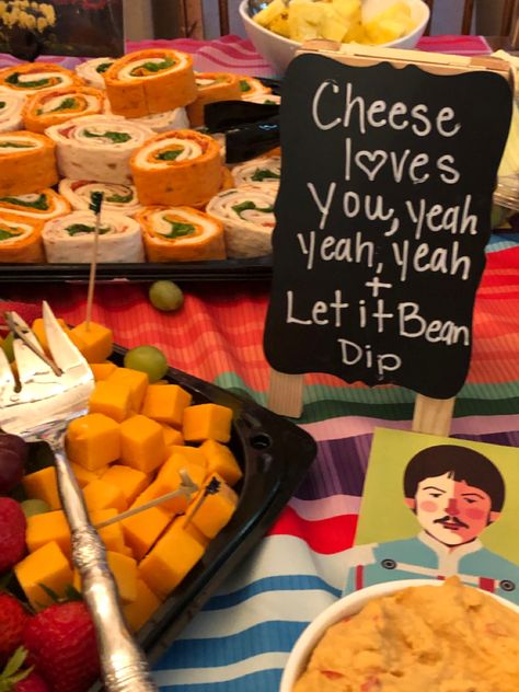 The Beatles Theme Party, Beatles Themed Party Food, 60s Themed Birthday Party Food Ideas, The Beatles Themed Birthday Party, Beatles First Birthday Party, Beatles Baby Shower Ideas, The Beatles Party Ideas, The Beatles Birthday Party, Beatles Themed Birthday Party