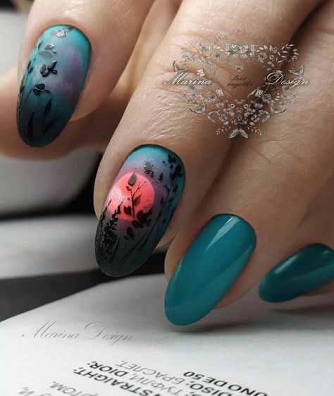 Sunset Nails, Moon Nails, Fall Nail Art Designs, Her Nails, Art Designs Ideas, Fall Nail Art, Manicure Y Pedicure, Fabulous Nails, Chic Nails