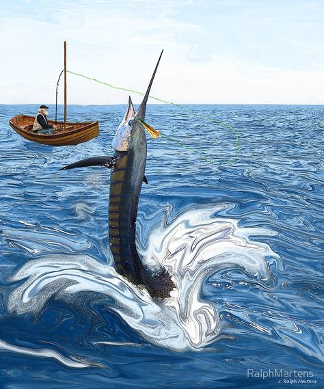 "Old man and the Sailfish" Art Prints by RalphMartens | Redbubble Sea Art, Gone Fishing, Wooden Boats, Old Man, Old Men, Iconic Brands, Great Artists, The Old, Photographic Print