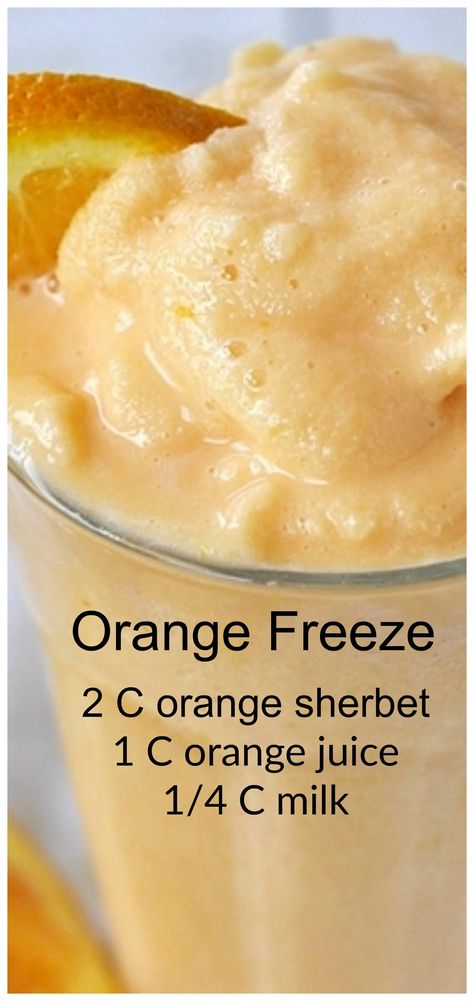 Orange Freeze Recipe, Frozen Drink Recipes, Orange Food, Iced Drinks Recipes, Slushie Recipe, Orange Smoothie, Drink Recipes Nonalcoholic, Smoothie Drink Recipes, Refreshing Drinks Recipes