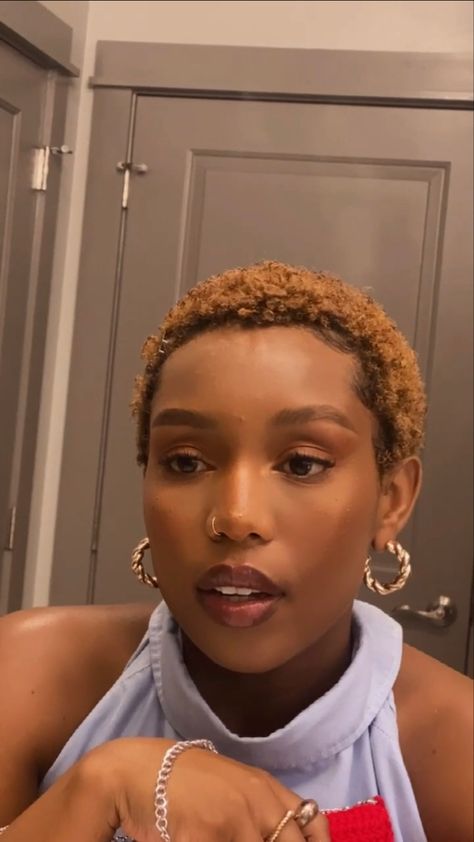 #shorthair #simpleglam Honey Blonde Short Hair Black Women, Honey Blonde 4c Hair, Blonde Short Hair Black Women, Twa Hairstyles 4c Hair, Hair Inspo Short, Chop Hairstyles, 2023 Blonde, Bald Hairstyles, Blonde Twa