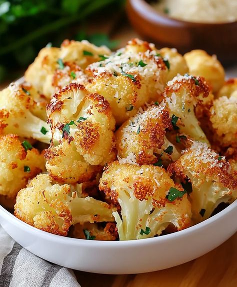 Crispy Parmesan Roasted Cauliflower Cauliflower Recipes Appetizers, Oven Roasted Buffalo Cauliflower, Baked Crispy Cauliflower, Cauliflower Recipes Healthy Easy, Califlower Recipes Sides, Roasted Cauliflower And Potatoes, What To Make With Cauliflower, Breaded Cauliflower Air Fryer, Christmas Veggie Sides