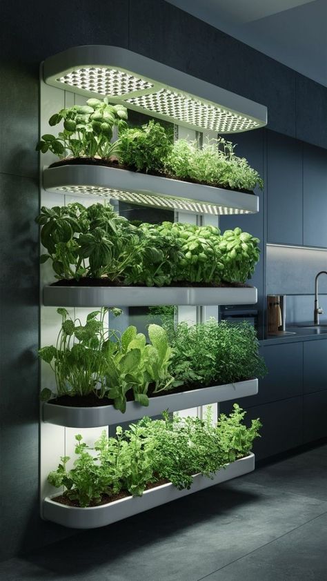 Smart House Technology, Indoor Hydroponics System, Apartment Herb Gardens, Smart Gardening, Indoor Garden Rooms, Herb Garden Wall, Kitchen Herb Garden, Smart Farm, Indoor Vegetables