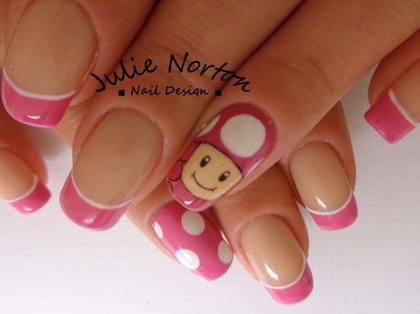 Nintendo Nail Art, Nintendo Nails, Mario Nails, Class Nails, Flashy Nails, Crazy Nail Art, Gel Nail Art Designs, French Nail Art, Simple Gel Nails