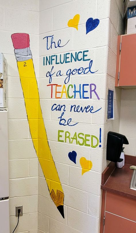 Staffroom Board Ideas, Classroom Entrance Ideas, Decorating English Classroom, Inspirational Quotes For Classroom Wall, School Wall Art Ideas Paint, Decorate Classroom Walls, Wall Branding Ideas, Staffroom Ideas, School Wall Design