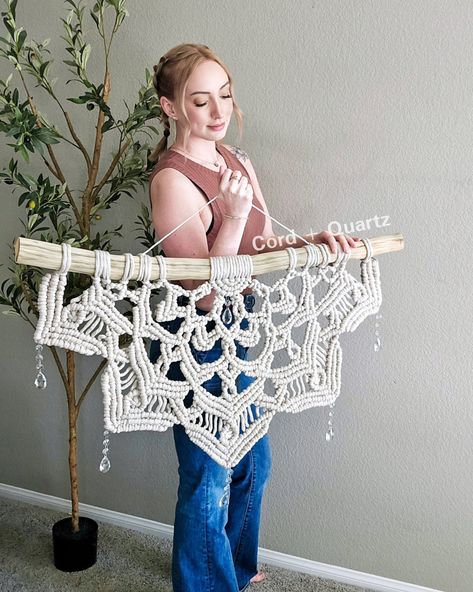 Large half mandala macramé wall hanging. Unique one of a kind bohemian – Cord + Quartz Macrame Products Handmade, Home Decor Macrame, Half Mandala, Macrame Home, Macrame Mandala, Macrame Home Decor, Diy Macrame Plant Hanger, Weaving Kit, Macrame Wall Hanging Diy