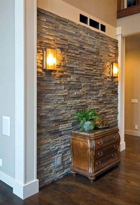 Rock Accent Wall, Faux Stone Wall Interior, Stone Wall Interior Design, Stone Accent Wall, Stone Veneer Wall, Faux Stone Walls, Stone Walls Interior, Faux Brick Panels, Stone Wall Panels