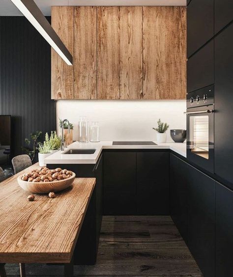 White Wood Kitchens, Model Dapur, Interior Dapur, Dark Wood Kitchens, Interior Design Kitchen Small, Kitchen Table Wood, Kabinet Dapur, Wood Kitchen Cabinets, Kitchen Trends