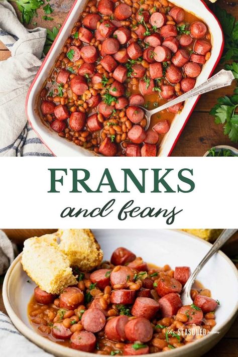 Beans And Franks Recipes, Franks Recipes, Smoked Sausage Pasta, Baked Bean Recipes, Paleo Beef, Fries In The Oven, Dog Recipes, Easy Weeknight Dinners, Baked Beans