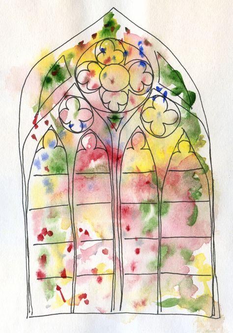 Stained Glass Window Illustration, Stain Glass Window Drawing, Tiny Sketches, Stained Glass Illustration, Stained Glass Watercolor, Stained Glass Windows Church, Stain Glass Window Art, Sea Scapes, Textiles Sketchbook