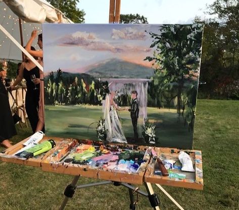 Wedding Ideas Photo Booth, Painter At Wedding, Italian Decor Wedding, Wedding Near Water, Wedding Ideas Alter, Marriage Alter, Wedding Aesthetic Invitations, Painter Aestethic, Wedding Vendor Ideas