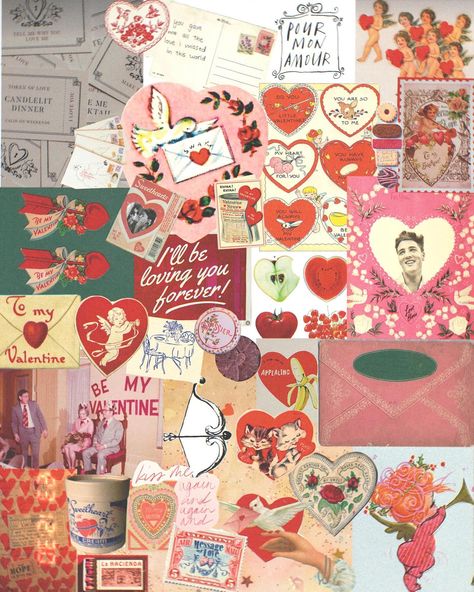 valentine’s day mood board.. a little vintage, a lot of love 💖🎀✨❤️👼🏼🍫 Valentine Mood Board, February Mood Board, Watercolor Cocktails, February Mood, To Be, Vintage Valentines, Fun Stuff, Mood Boards, Cute Pictures