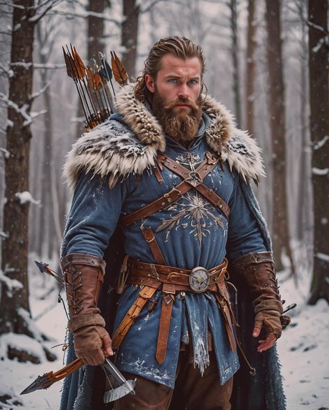 Ullr by AI Ullr is a god in Norse mythology associated with winter, skiing, and archery. He is often considered a guardian of hunters and travelers in snowy environments. #Ullr #NorseMythology #GodOfWinter #GodOfSkiing #WinterWarrior #NorseGods #VikingMythology #ScandinavianMythology #MythologyLovers #NorseLegends #WinterSports #SkiGod #WinterHunter #FrostAndSnow #NordicMyths #AncientDeities #GodOfTheHunt #SnowyAesthetic #WinterMythology #UllrTheHunter Ullr God, Viking Elf, Winter Armor, Norse Clothing, Norse People, Viking Cosplay, Winter Skiing, Viking Costume, Clothes Reference