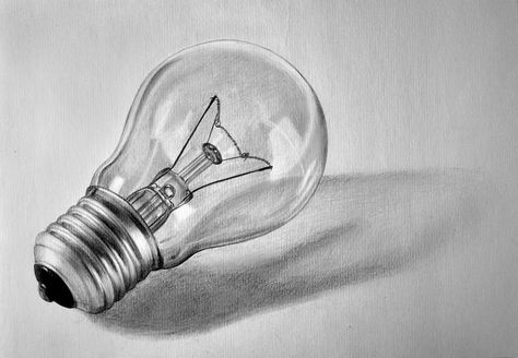 Light bulb by LazzzyV on DeviantArt Drawing And Painting Ideas, Light Bulb Drawing, 3d Pencil Drawings, Painting Ideas For Beginners, Pencil Shading, Object Drawing, Drawing And Painting, Dark Art Drawings, Still Life Drawing