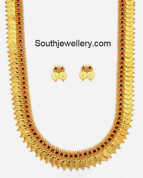 Traditional Lakshmi Kasu Haram Kasula Haram Designs Gold Latest, Haram Designs Gold Latest, Kasula Haram, Kasu Haram, Latest Jewellery Designs, Gold Earrings Indian, Temple Jewelry Necklace, Antique Gold Jewelry Indian, Gold Necklace Indian