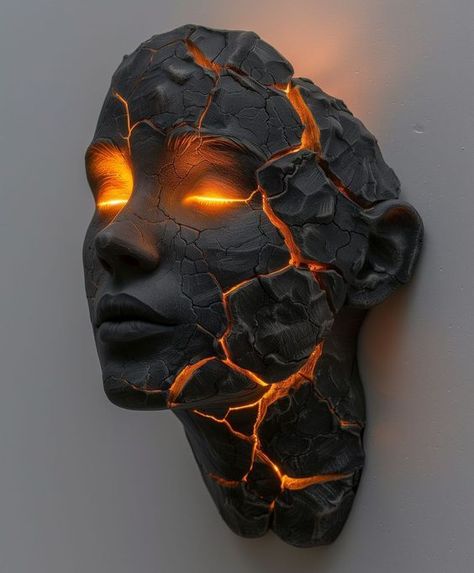 3d Sculpture Art, Abstract Face Art, Fire Art, Plaster Art, Arte Sketchbook, Art Tools, Surreal Art, Face Art, 그림 그리기