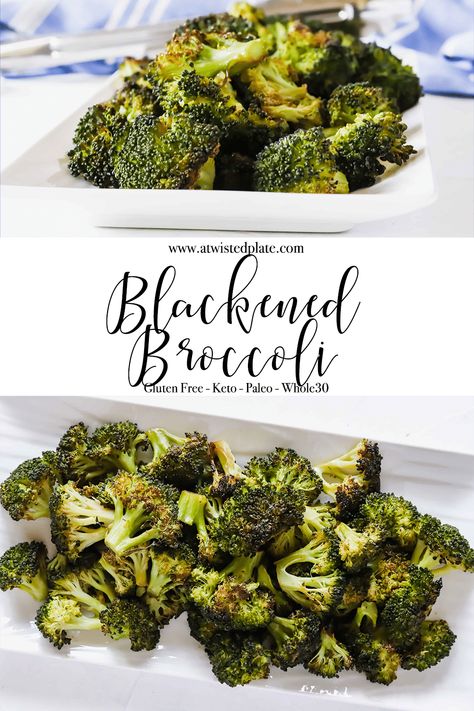 If you like crispy crunchy broccoli that is cooked to perfection then "Blackened" Broccoli is your dish. It is seasoned with spices, coconut amino and is cooked until the ends turn black, making it nice a crispy without overcooking the broccoli leaving it still crunchy! Whole30, Paleo, Keto compliant and Gluten Free. #crispybroccoli #blackenedbroccoli #easysidedish #broccolirecipes #ovenroastedbroccoli #crispybakedbroccoli Blackened Broccoli, Roasted Dinner, White Asparagus Recipes, Broccoli Roasted, Crunchy Broccoli, Broccoli Side Dish, Paleo Side Dishes, Whole30 Dinner Recipes, Easter Side Dishes