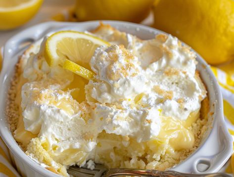 4 Ingredients Lemon Cream Cheese Dump Cake Recipe Lemon Dump Cake Recipes, Lemon Cream Cheese Dump Cake, Lemon Dump Cake Recipe, Boxed Cake Mixes Recipes, Cake Mix Desserts, Bisque Recipe, Sugar Free Cake, Cake Roll Recipes, Fruit Toppings