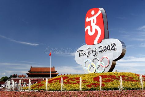 Beijing olympic 2008. The sign of Beijing 2008 olympic game,on Tiananmen square , #spon, #sign, #Beijing, #olympic, #Tiananmen, #square #ad Tiananmen Square, Beijing Olympics, Fitness Logo, Game On, Olympic Games, Beijing, Photo Image, Editorial, Stock Images