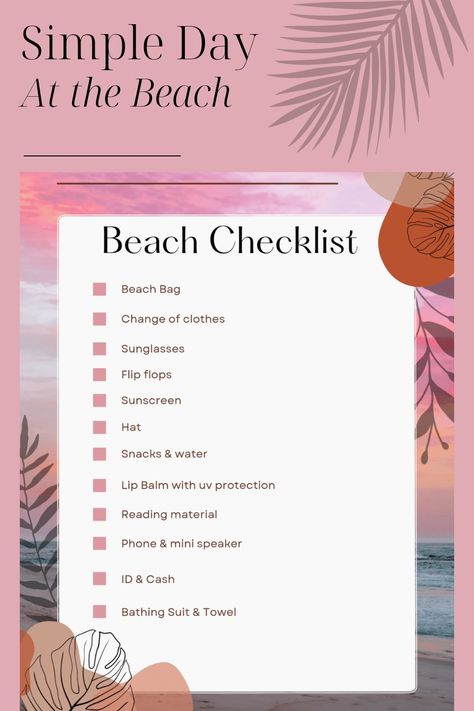 What To Bring To A Beach Vacation, Beach Packing Essentials, Beach Bag Checklist, Beach List Packing Day, What To Bring To The Beach For A Day, Beach Nessesities List, Stuff To Take To The Beach, What To Bring To The Beach Aesthetic, Beach Neccesities