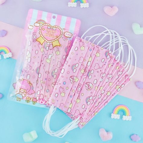 Obsessed Aesthetic, Kawaii Face Mask, Uchuu Kei, Kawaii Pillow, Multi Color Pen, Rainbow Purses, Cute Masks, Kawaii Faces, Cute Mask