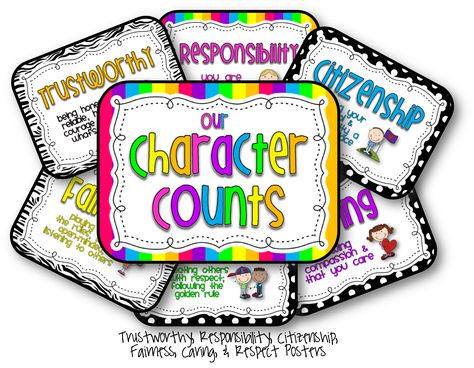 Our Character Counts 6 Pillars Of Character, Pillars Of Character, Positive Behavior Intervention, Character Lessons, Colored Characters, 20 Something, Harmony Day, Character Counts, Elementary School Counseling