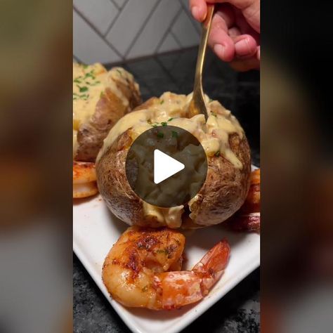 Garlic Baked Potatoes, Garlic Baked, Stuffed Baked Potatoes, Wine Butter, Cooking With White Wine, Creamy Shrimp, Creamy Garlic Sauce, Baked Potato Recipes, Not In The Mood