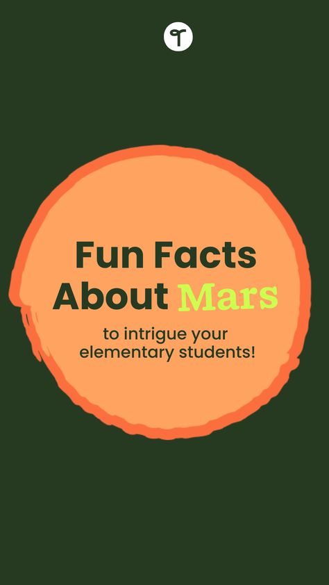 While we may not be able to live on Mars (yet!), there’s a goldmine of interesting facts about Mars to enrich your elementary students’ knowledge of the red planet and the galaxy around us. Keep reading for 20 kid-friendly facts about Mars, plus a few creative ways you can use these facts for classroom activities. Facts About Mars, Outer Space Facts, Mars Facts, Space Lessons, Chemical Science, Organized Teachers, Space Facts, Upper Elementary Resources, Early Elementary Resources