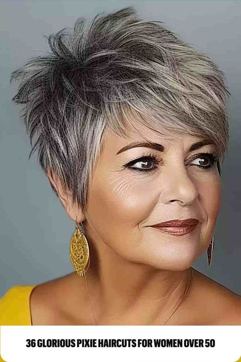 Ageless Pixie Cut with Elegance for a Woman Aged 50 Messy Spikey Short Hair, Medium Shag, Short Spiky Haircuts, Hairstyle Tips, Short Sassy Haircuts, Short Spiked Hair, Short Spiky Hairstyles, Funky Short Hair, Shag Haircuts