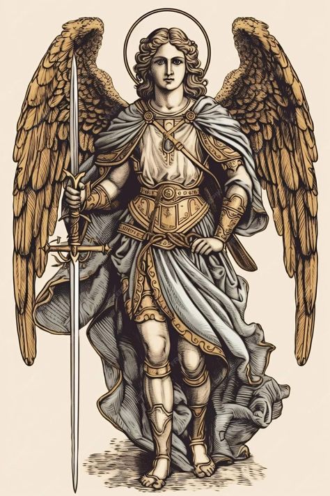 San Miguel Arcangel Tattoo, Saint Michael Angel, St Michael Tattoo, Michael Tattoo, Archangel Tattoo, St Michael The Archangel, Michael The Archangel, Archangel Raphael, Angel Artwork