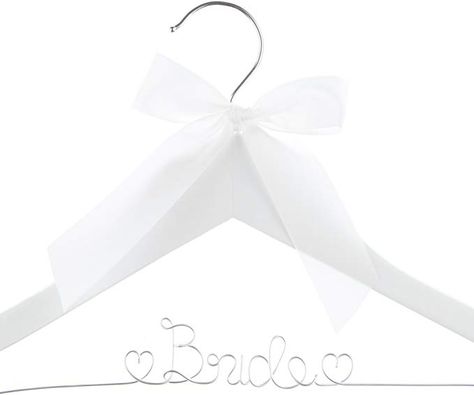 Amazon.com: Ella Celebration Bride to Be Wedding Dress Hanger Wooden and Wire Bridal Hangers for Brides (White with Silver Wire): Home & Kitchen Bridal Gown Hanger, Wedding Ring Bearer Boxes, Wedding Fotos, Bride Hanger, Marriage Day, Bridal Hangers, Bride Wedding Dress, Wedding Dress Hanger, Dress Hanger