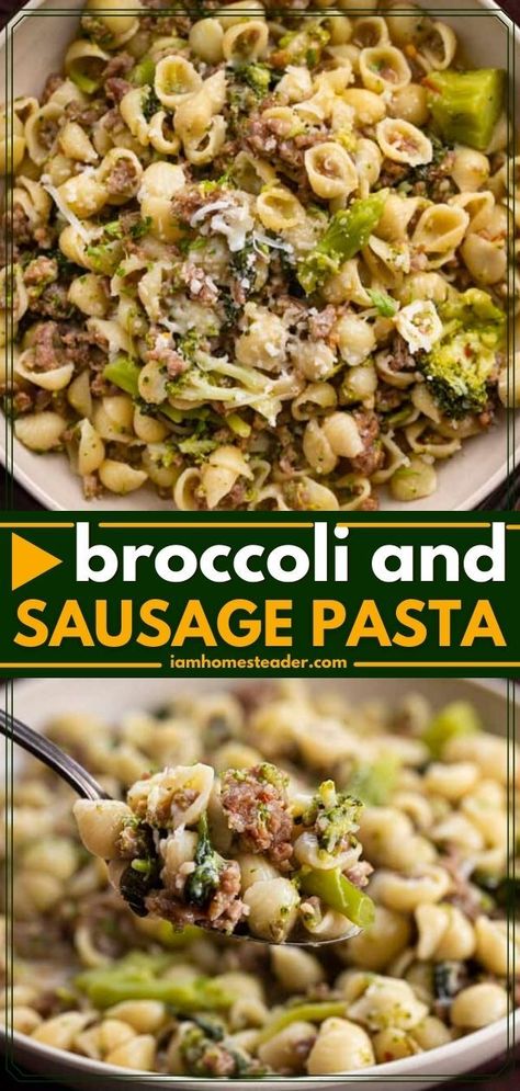 Italian Sausage Broccoli, Small Shell Pasta, Pasta Italian Sausage, Sausage Broccoli Pasta, Broccoli And Sausage, Blanching Broccoli, Broccoli Sausage, Sausage Broccoli, Sausage And Broccoli