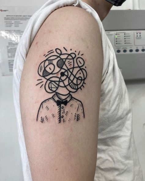 Jack Barrow’s Instagram post: “A depiction of having ADHD. Made for Dylan some time last week - thanks man - @northernglorytattoo @area10barbers” Black Line Tattoo, Awareness Tattoo, Web Tattoo, Semicolon Tattoo, Health Tattoo, Sketch Tattoo Design, Cute Tiny Tattoos, Red Tattoos, Classic Tattoo