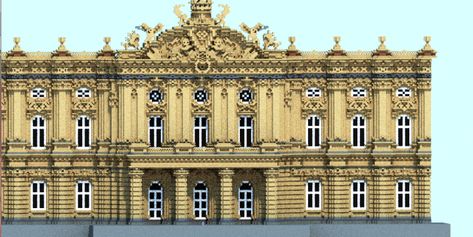 French Architecture Minecraft, French Chateau Minecraft, Minecraft Baroque Building, Baroque City Concept Art, Minecraft Baroque, Baroque Architecture Buildings, Minecraft Palace, Minecraft Idea, Minecraft Things