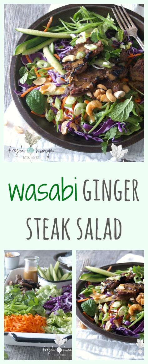 Ginger Wasabi Dressing, Wasabi Ginger Dressing, Wasabi Salad Dressing, Ginger Steak, Wasabi Dressing, Soy Dressing, Clean Dinner, Clean Dinner Recipes, Ginger Salad Dressings