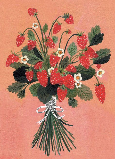 strawberries by beccastadtlander on Etsy, $22.00 Strawberries, Pink