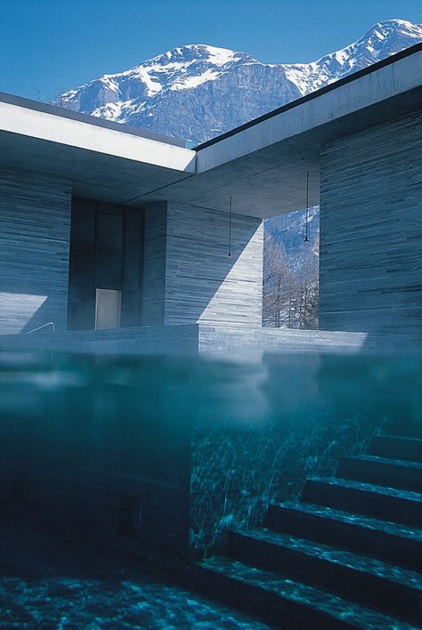 Therme Vals by Peter Zumthor Therme Vals, Architecture Cool, Peter Zumthor, Thermal Spa, Santiago Calatrava, Thermal Bath, Thermal Spring, Indoor Swimming, Alvar Aalto