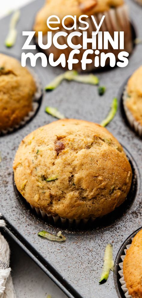 A close up of a zucchini muffin in a muffin tin. Zucchini Muffins Recipes, Easy Zucchini Muffins, Zucchini Bread Muffins, Zucchini Muffin Recipes, Moist Muffins, Easy Zucchini, Zucchini Muffins, Tasty Bites, Pumpkin Bread