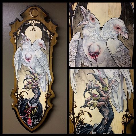 2,390 Likes, 134 Comments - Dan Fletcher (@blindvulture) on Instagram: “A bit if clear coat and this albino raven is ready to go.” Occult Cat Tattoo, Albino Raven, Tattoo Bird, Tattoo Traditional, Desenho Tattoo, Wow Art, Clear Coat, Tattoo Sketches, Ready To Go