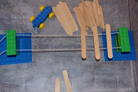 STEM Challenge - build a bridge #STEMChallenge #bridgebuilding Bridge Crafts For Preschoolers, Bridge Crafts For Kids, Bridge Craft, Preschool Popsicle, Bridge Stem Challenge, Preschool Set Up, Stem Learning Activities, Stem Activities Kindergarten, Jungle Crafts