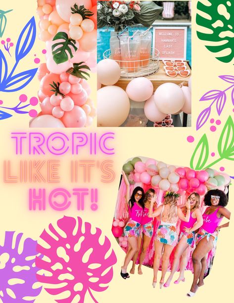 Tropic Like Its Hot Bachelorette Party Outfits, Tropic Like Its Hot Bachelorette Party, Tropic Like Its Hot Bachelorette, Bachelorette Party Theme, Tropical Bachelorette Party, Bachelorette Inspo, Tropical Bachelorette, Wedding Dress Bustle, Bachelorette Ideas